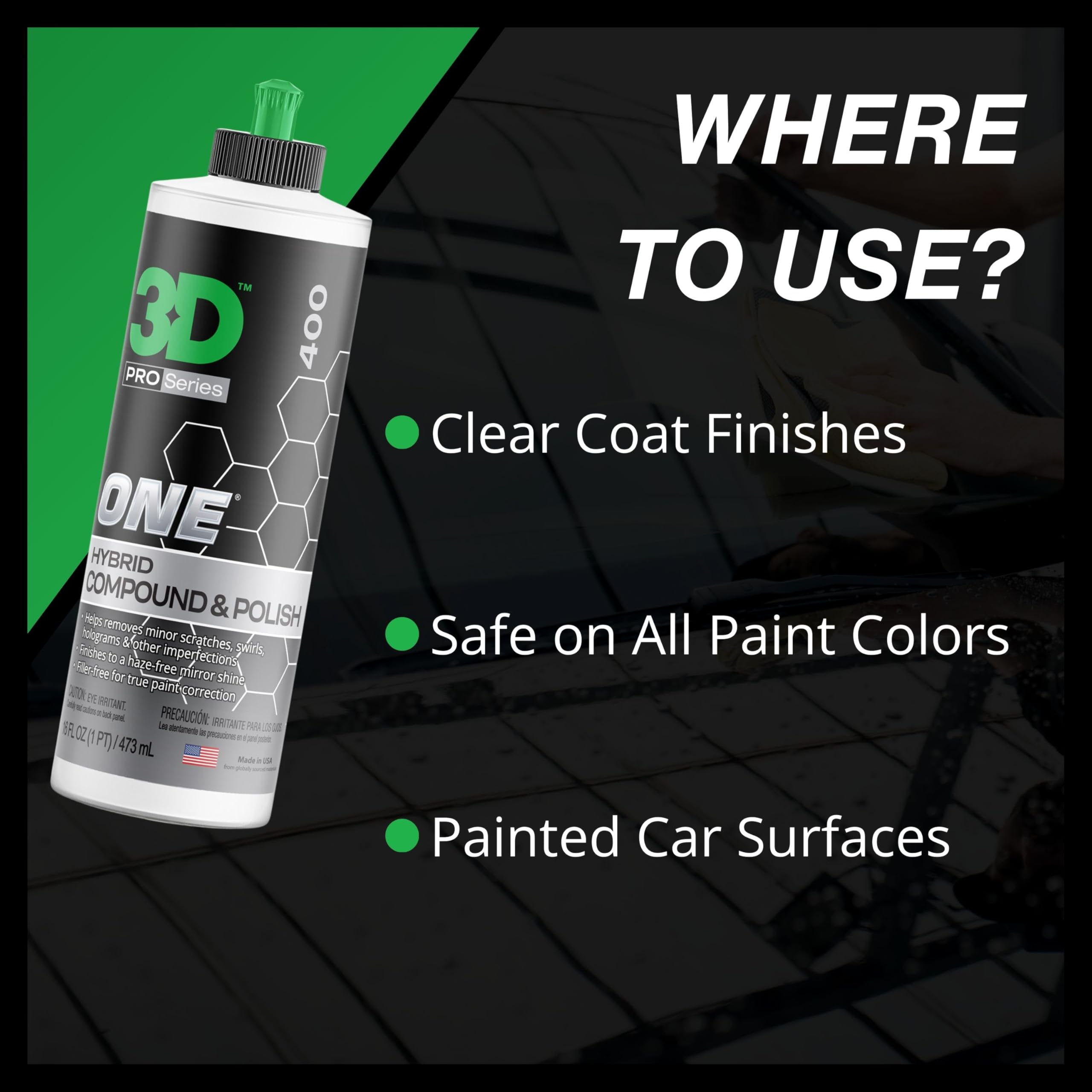 3D One Car Scratch & Swirl Remover Hybrid Rubbing Compound & Polish Buffing Compound for True Paint Correction 8oz Made in USA - Image 8
