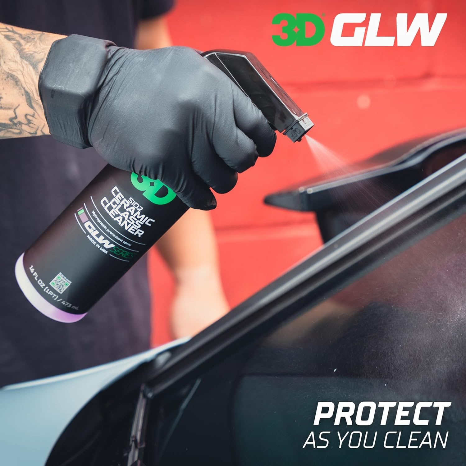 3D SiO2 Ceramic Glass Cleaner, GLW Series | Water & Rain Repellent | All-Weather Protective Ceramic Glass Cleaner | Safe for Tinted, Non-Tinted Windows & Mirrors | DIY Car Detailing | 16 oz - Image 4