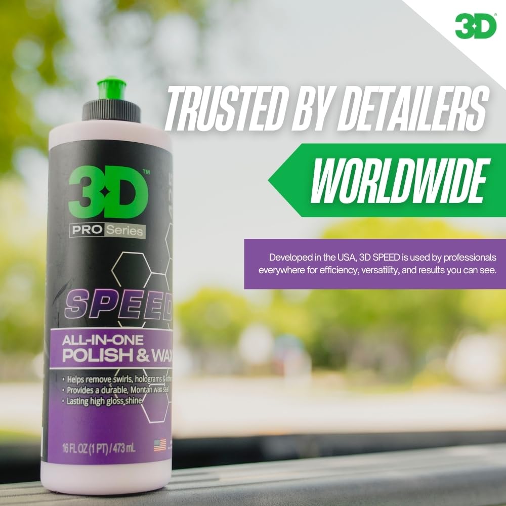 3D Speed All-In-One Polish & Wax – Scratch & Swirl Remover, Clear Coat Safe Paint Sealant – High Gloss Finish, Easy Application – 8oz – Made in USA - Image 3