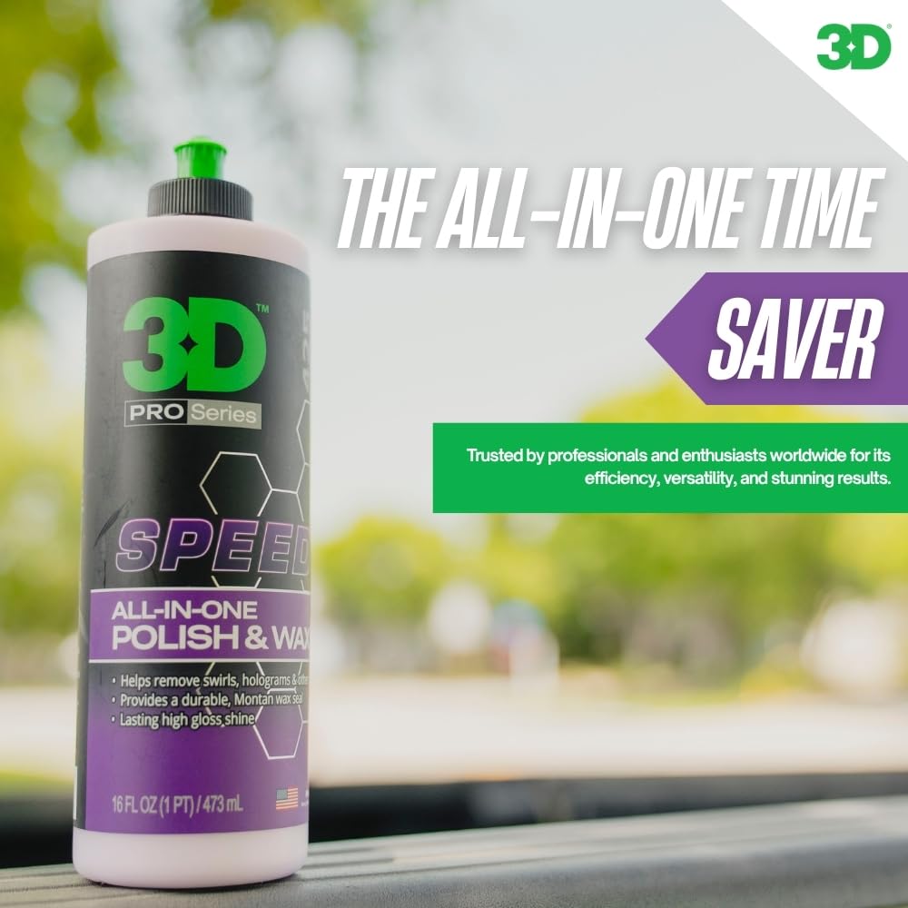 3D Speed All-In-One Polish & Wax – Scratch & Swirl Remover, Clear Coat Safe Paint Sealant – High Gloss Finish, Easy Application – 8oz – Made in USA - Image 4
