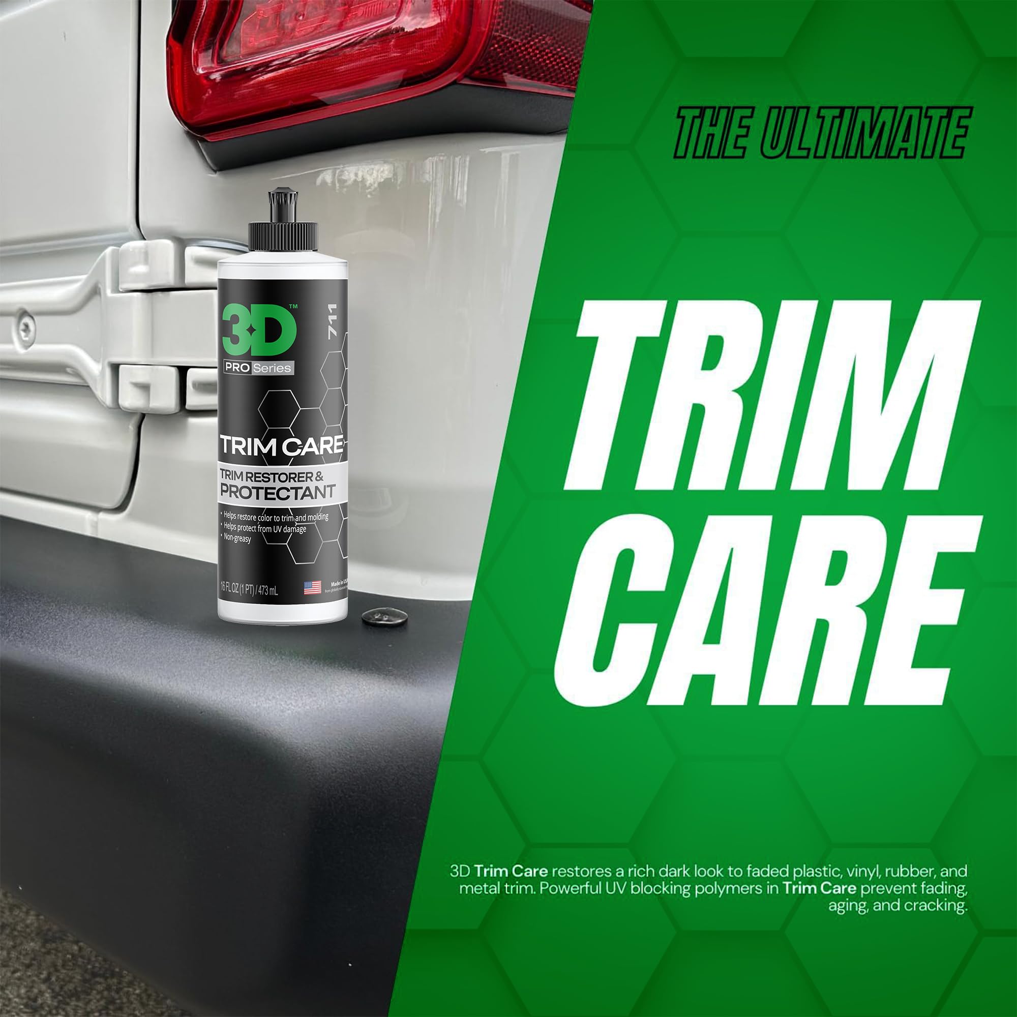 3D Trim Care Restorer of Faded & Dull Plastic, Rubber, Trim & Bumpers - Renews Surface to Original Appearance - Long Lasting Shine & Protection 16oz. - Image 4
